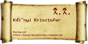 Kányi Krisztofer névjegykártya
